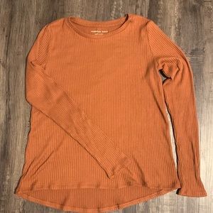 American Eagle Soft & Sexy plush long sleeve t-shirt, extra small, dark orange.